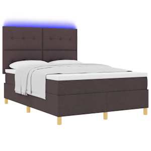 LED box pružinová postel s čelo Tmavě hnědá 140 x 200 cm textil - obrázek 3