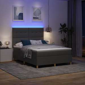 LED box pružinová postel s čelo Tmavě šedá 160 x 200 cm textil - obrázek 5