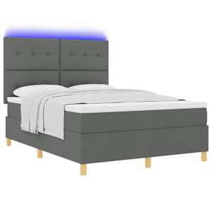 LED box pružinová postel s čelo Tmavě šedá 160 x 200 cm textil - obrázek 3