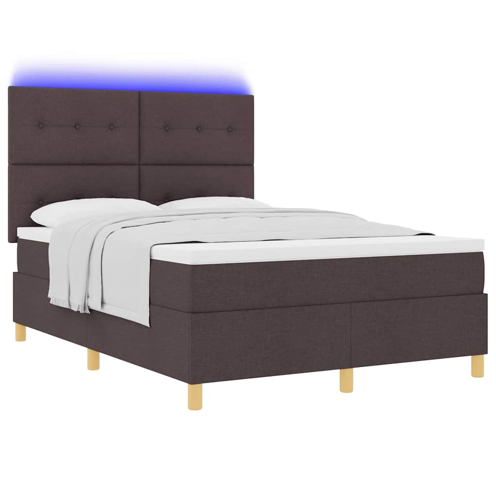 LED box pružinová postel s čelo Tmavě hnědá 160 x 200 cm textil - obrázek 3