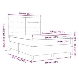 LED box pružinová postel s matrací Taupe 160 x 200 cm textil - obrázek 14