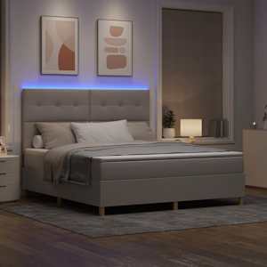 LED box pružinová postel s čelo Taupe 180 x 200 cm textil - obrázek 5