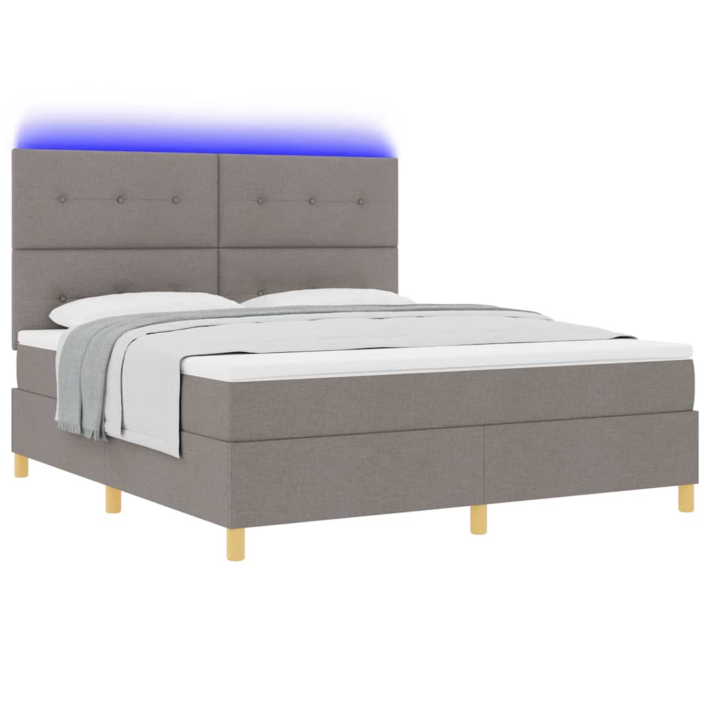 LED box pružinová postel s matrací Taupe 180 x 200 cm textil - obrázek 3