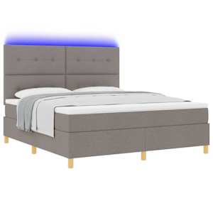 LED box pružinová postel s čelo Taupe 180 x 200 cm textil - obrázek 3