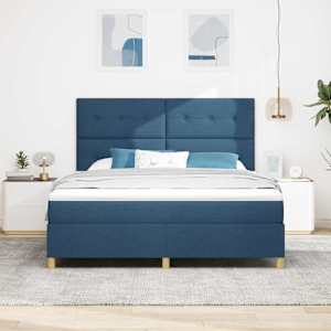 LED box pružinová postel s čelo Modrá 180 x 200 cm textil - obrázek 4