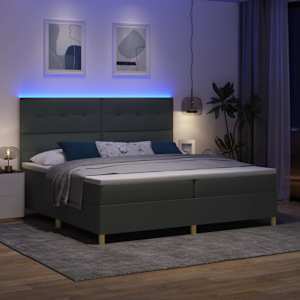 LED box pružinová postel s čelo Tmavě šedá 200 x 200 cm textil - obrázek 5