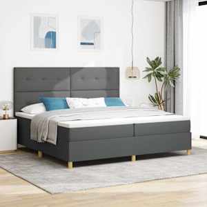 LED box pružinová postel s čelo Tmavě šedá 200 x 200 cm textil - obrázek 1