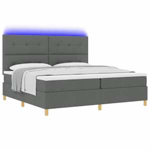 LED box pružinová postel s čelo Tmavě šedá 200 x 200 cm textil - obrázek 3