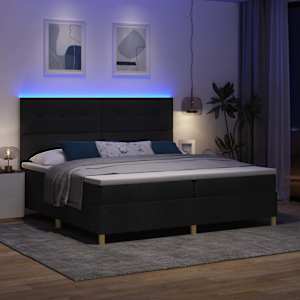 LED box pružinová postel s čelo Černá 200 x 200 cm textil - obrázek 5