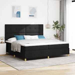 LED box pružinová postel s čelo Černá 200 x 200 cm textil - obrázek 1