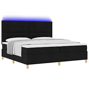LED box pružinová postel s čelo Černá 200 x 200 cm textil - obrázek 3