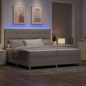 LED box pružinová postel s čelo Taupe 200 x 200 cm textil - obrázek 5