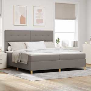 LED box pružinová postel s čelo Taupe 200 x 200 cm textil - obrázek 1
