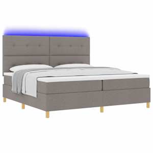 LED box pružinová postel s čelo Taupe 200 x 200 cm textil - obrázek 3