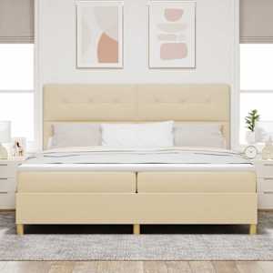 LED box pružinová postel s čelo Krémová 200 x 200 cm textil - obrázek 4