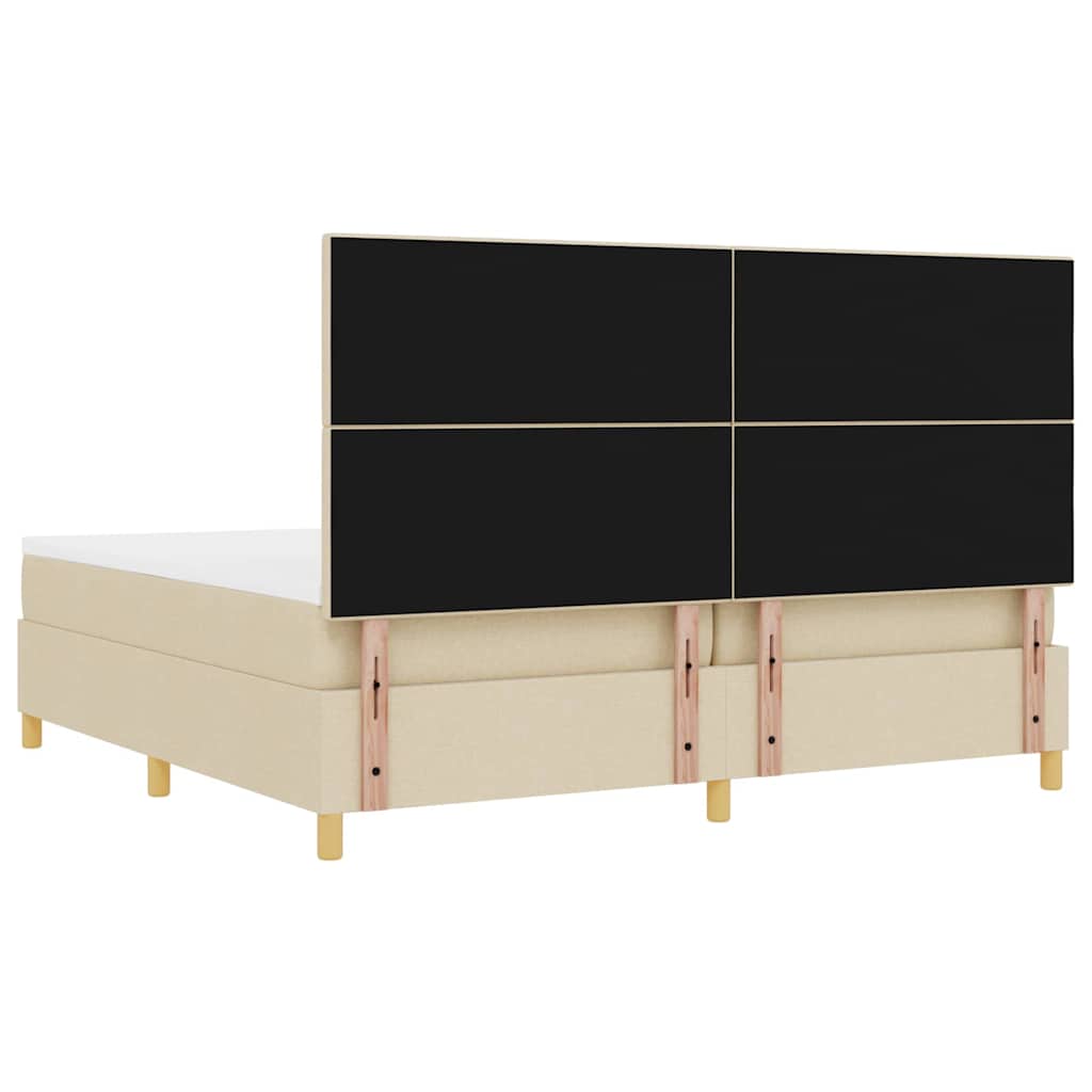 LED box pružinová postel s matrací Krémová 200 x 200 cm textil - obrázek 10