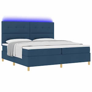 LED box pružinová postel s čelo Modrá 200 x 200 cm textil - obrázek 3
