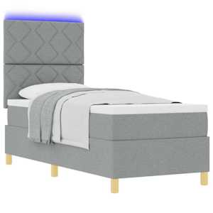 LED box pružinová postel s čelo Světle šedá 80 x 200 cm textil - obrázek 3