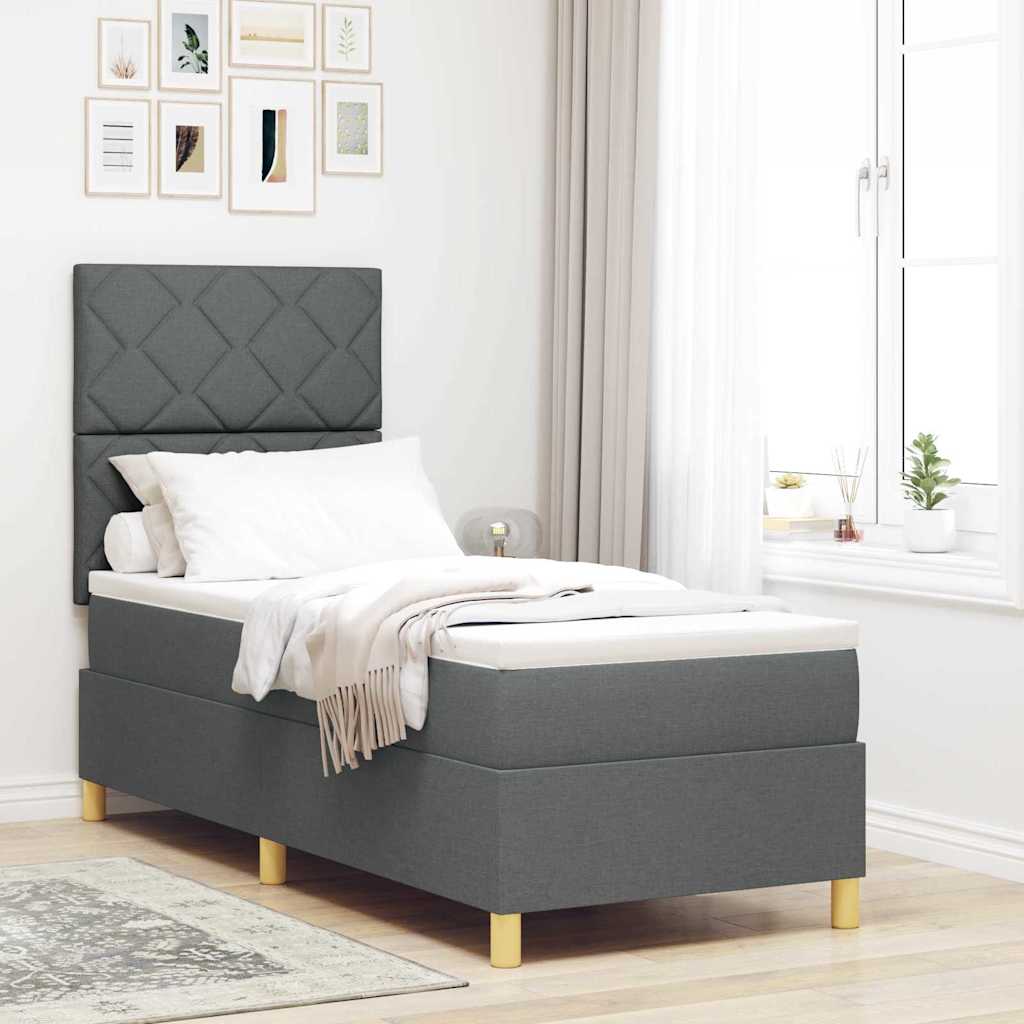 Boxspringbett mit Matratze & LED Dunkelgrau 80x200 cm Stoff