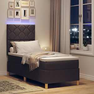 LED box pružinová postel s čelo Tmavě hnědá 80 x 200 cm textil - obrázek 5