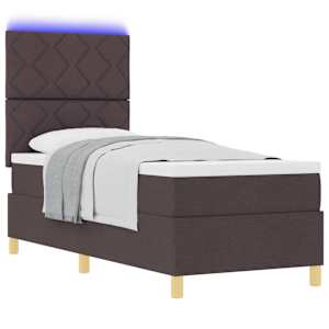 LED box pružinová postel s čelo Tmavě hnědá 80 x 200 cm textil - obrázek 3