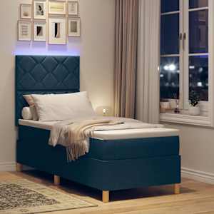 LED box pružinová postel s matrací Modrá 80 x 200 cm textil - obrázek 5