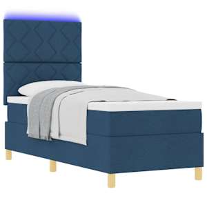 LED box pružinová postel s matrací Modrá 80 x 200 cm textil - obrázek 3