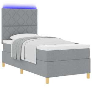 LED box pružinová postel s čelo Světle šedá 90 x 190 cm textil - obrázek 3