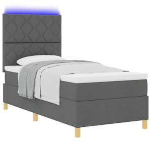 LED box pružinová postel s čelo Tmavě šedá 90 x 190 cm textil - obrázek 3