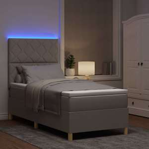 LED box pružinová postel s matrací Taupe 90 x 190 cm textil - obrázek 5