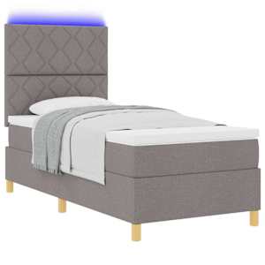 LED box pružinová postel s matrací Taupe 90 x 190 cm textil - obrázek 3