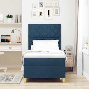 LED box pružinová postel s čelo Modrá 90 x 190 cm textil - obrázek 4