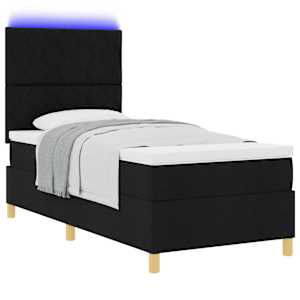 LED box pružinová postel s čelo Černá 100 x 200 cm textil - obrázek 3