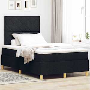 LED box pružinová postel s čelo Černá 120 x 190 cm textil - obrázek 1