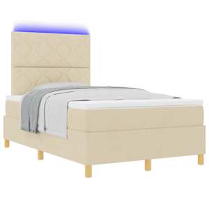 LED box pružinová postel s čelo Krémová 120 x 190 cm textil - obrázek 3