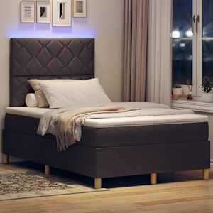 LED box pružinová postel s čelo Tmavě hnědá 120 x 200 cm textil - obrázek 5