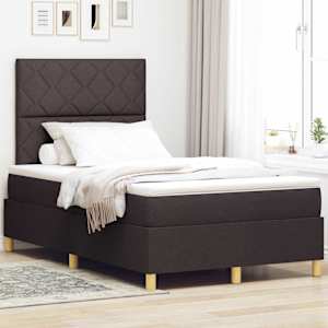 LED box pružinová postel s čelo Tmavě hnědá 120 x 200 cm textil - obrázek 1