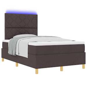 LED box pružinová postel s čelo Tmavě hnědá 120 x 200 cm textil - obrázek 3