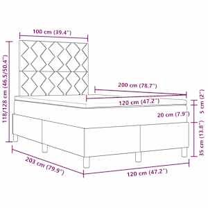 LED box pružinová postel s čelo Tmavě hnědá 120 x 200 cm textil - obrázek 14