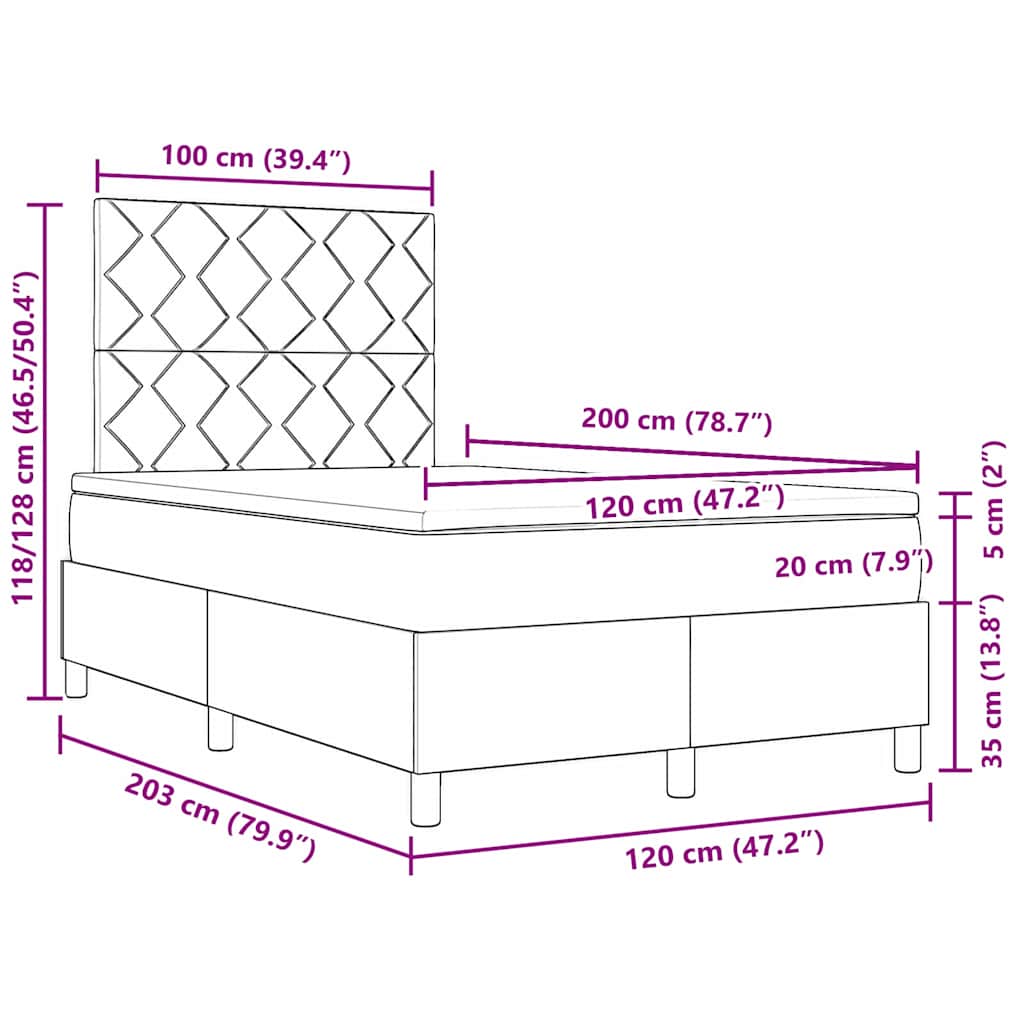 LED box pružinová postel s matrací Modrá 120 x 200 cm textil - obrázek 14