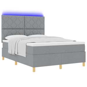 LED box pružinová postel s čelo Světle šedá 140 x 190 cm textil - obrázek 3