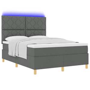 LED box pružinová postel s čelo Tmavě šedá 140 x 190 cm textil - obrázek 3