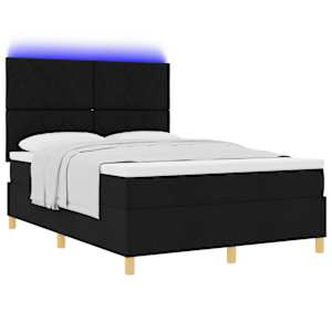 LED box pružinová postel s čelo Černá 140 x 190 cm textil - obrázek 3