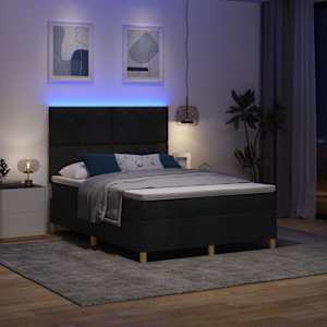 LED box pružinová postel s čelo Černá 160 x 200 cm textil - obrázek 5