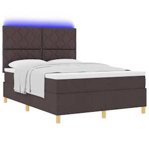 LED box pružinová postel s čelo Tmavě hnědá 160 x 200 cm textil - obrázek 3