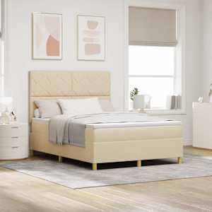 LED box pružinová postel s čelo Krémová 160 x 200 cm textil - obrázek 1