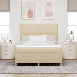 LED box pružinová postel s čelo Krémová 160 x 200 cm textil - obrázek 4