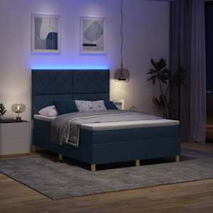 LED box pružinová postel s matrací Modrá 160 x 200 cm textil - obrázek 5