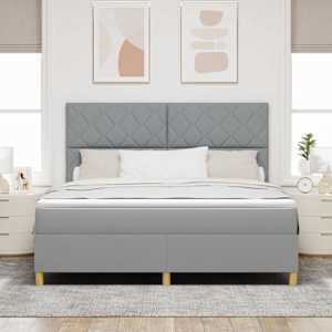 LED box pružinová postel s čelo Světle šedá 180 x 200 cm textil - obrázek 4