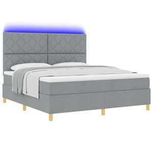 LED box pružinová postel s čelo Světle šedá 180 x 200 cm textil - obrázek 3